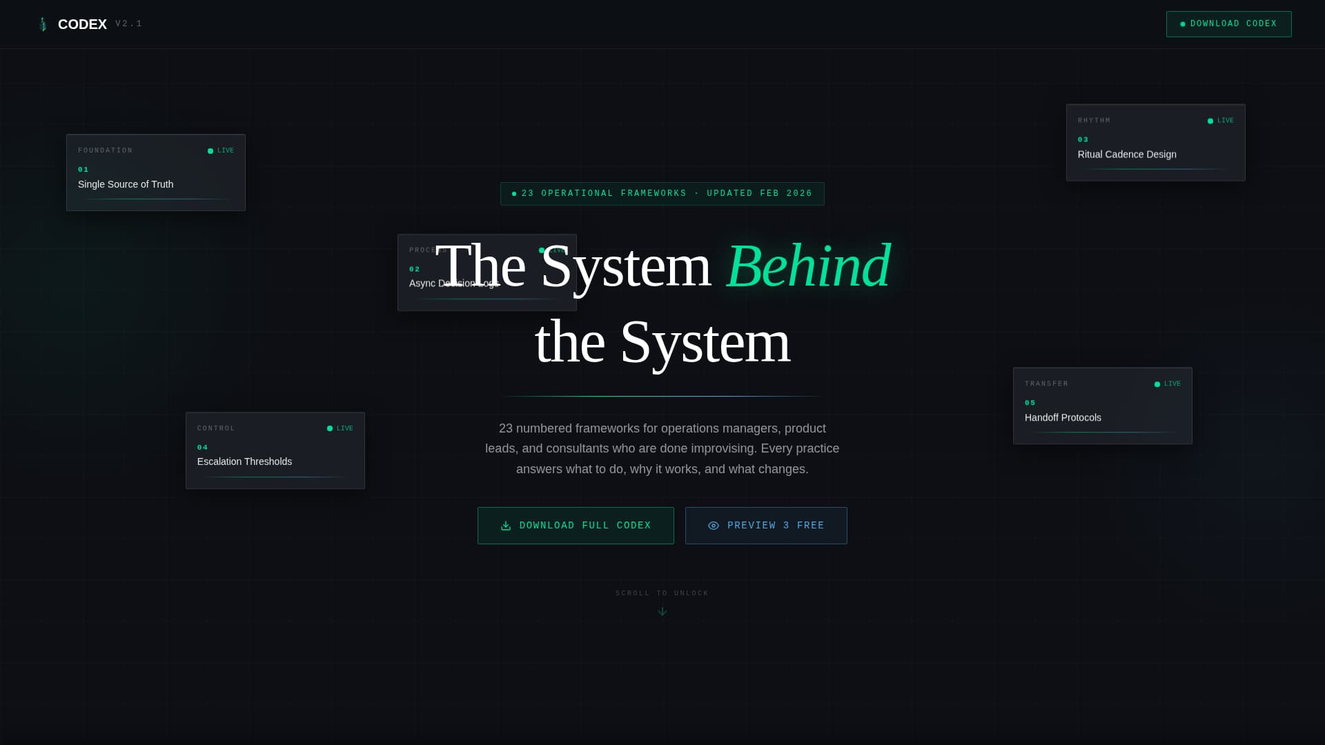 Codex - Actionable Practices Landing Page Template