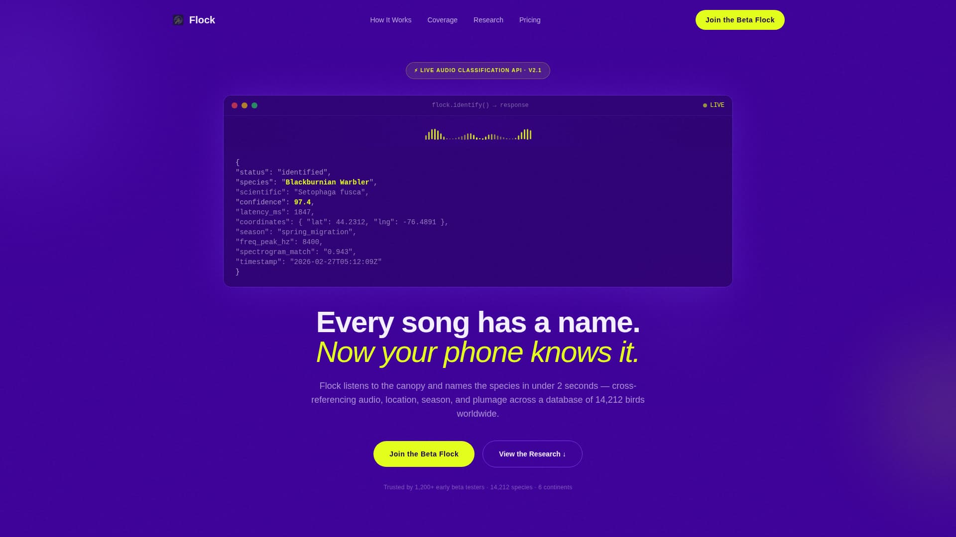 Flock - Intelligent Birding Landing Page Template