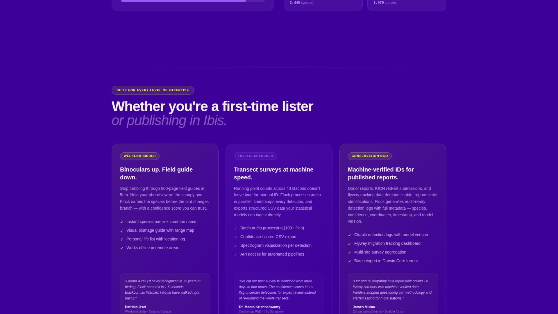 Flock - Intelligent Birding Landing Page Template