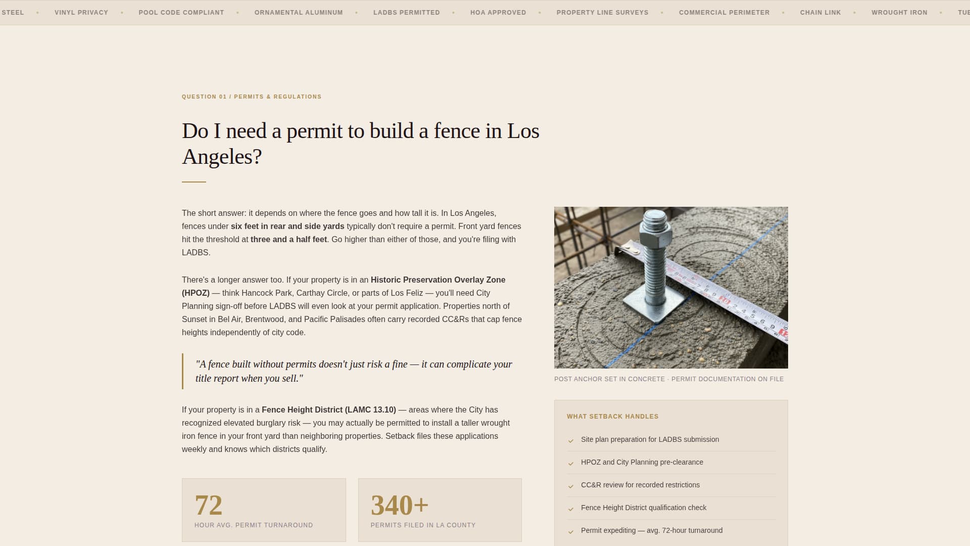 Setback - Authoritative Fencing Landing Page Template