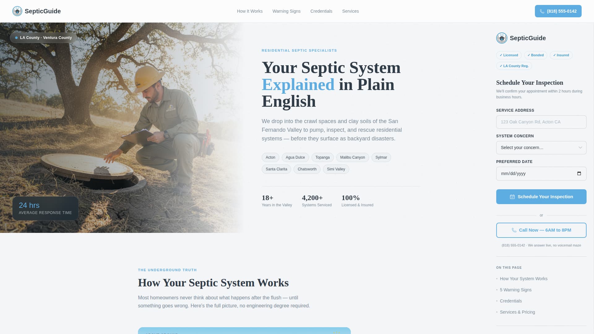 Septic - Trusted Inspection Landing Page Template