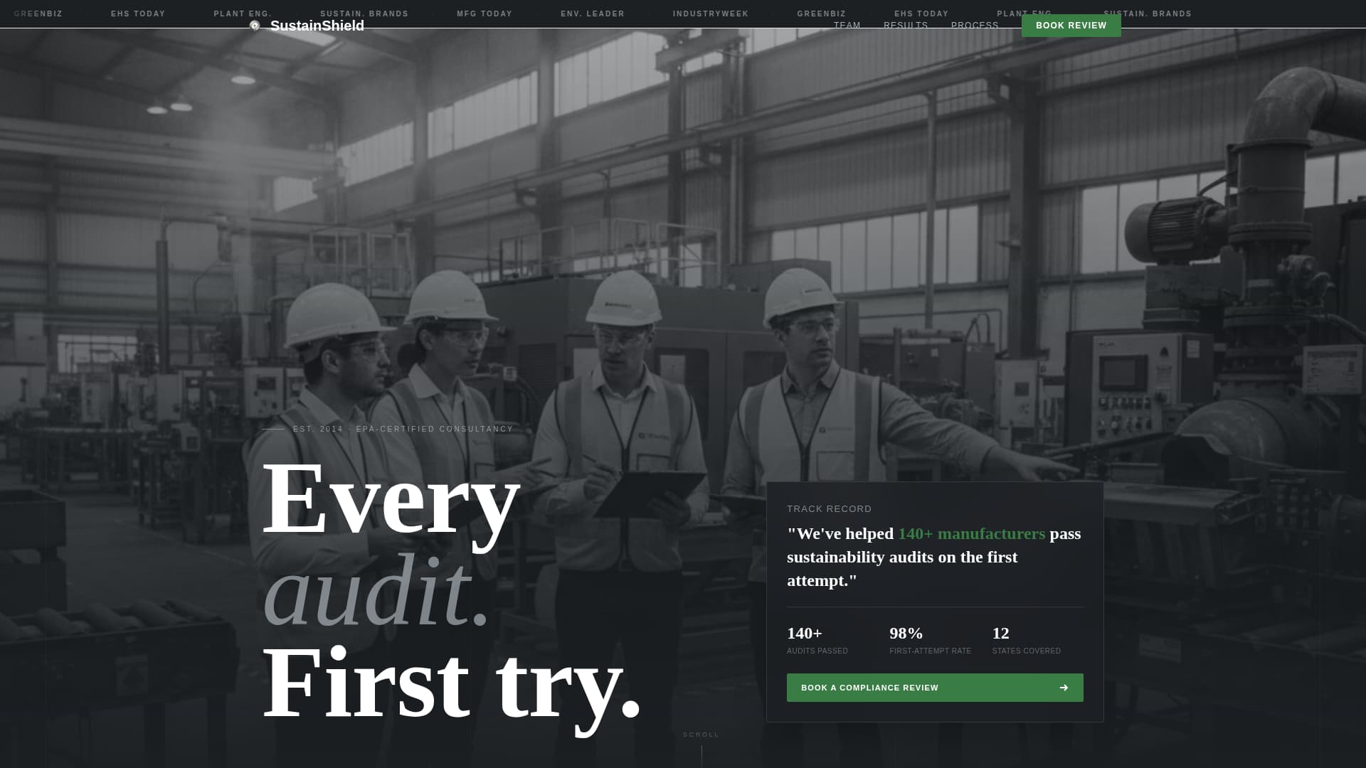 Manufacturing Consulting Booking Website Template