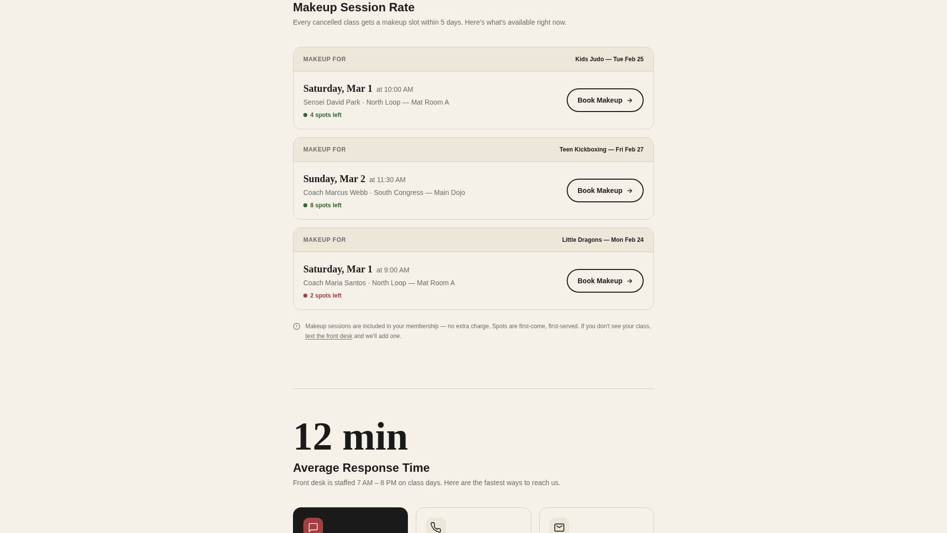 Martial Arts School Marketing Specialist Booking Website Template