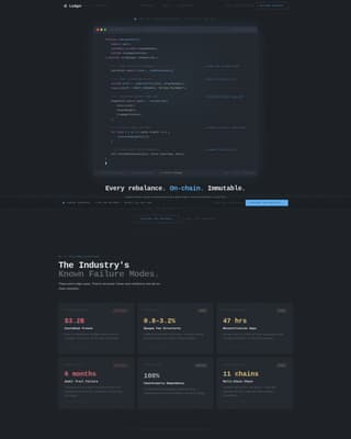 Ledger - Transparent Blockchain Landing Page Template