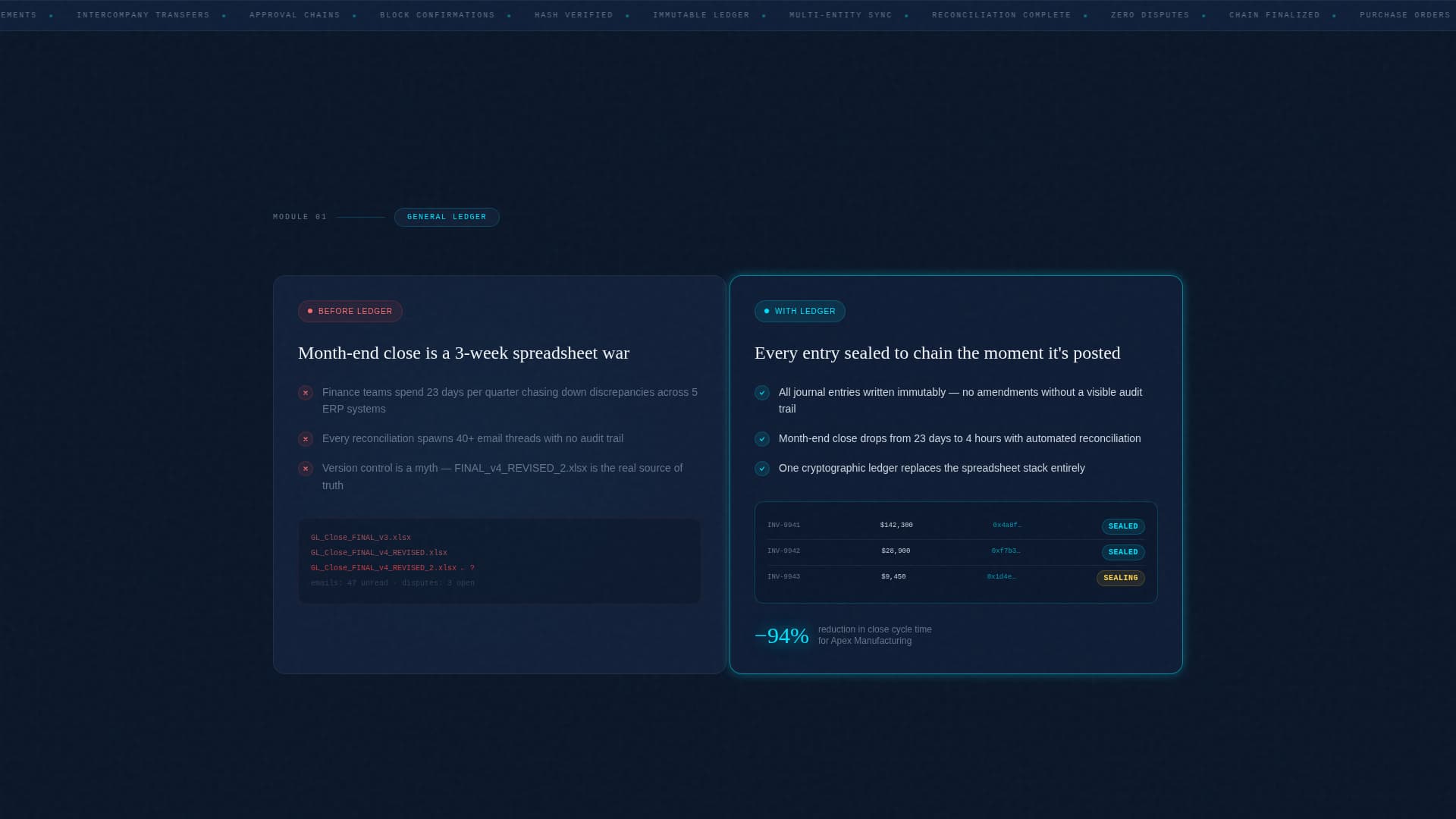 Ledger - Immutable ERP Landing Page Template