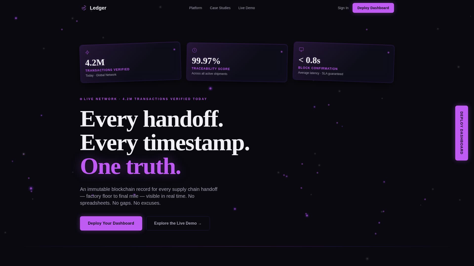 Ledger - Immutable Supplychain Landing Page Template