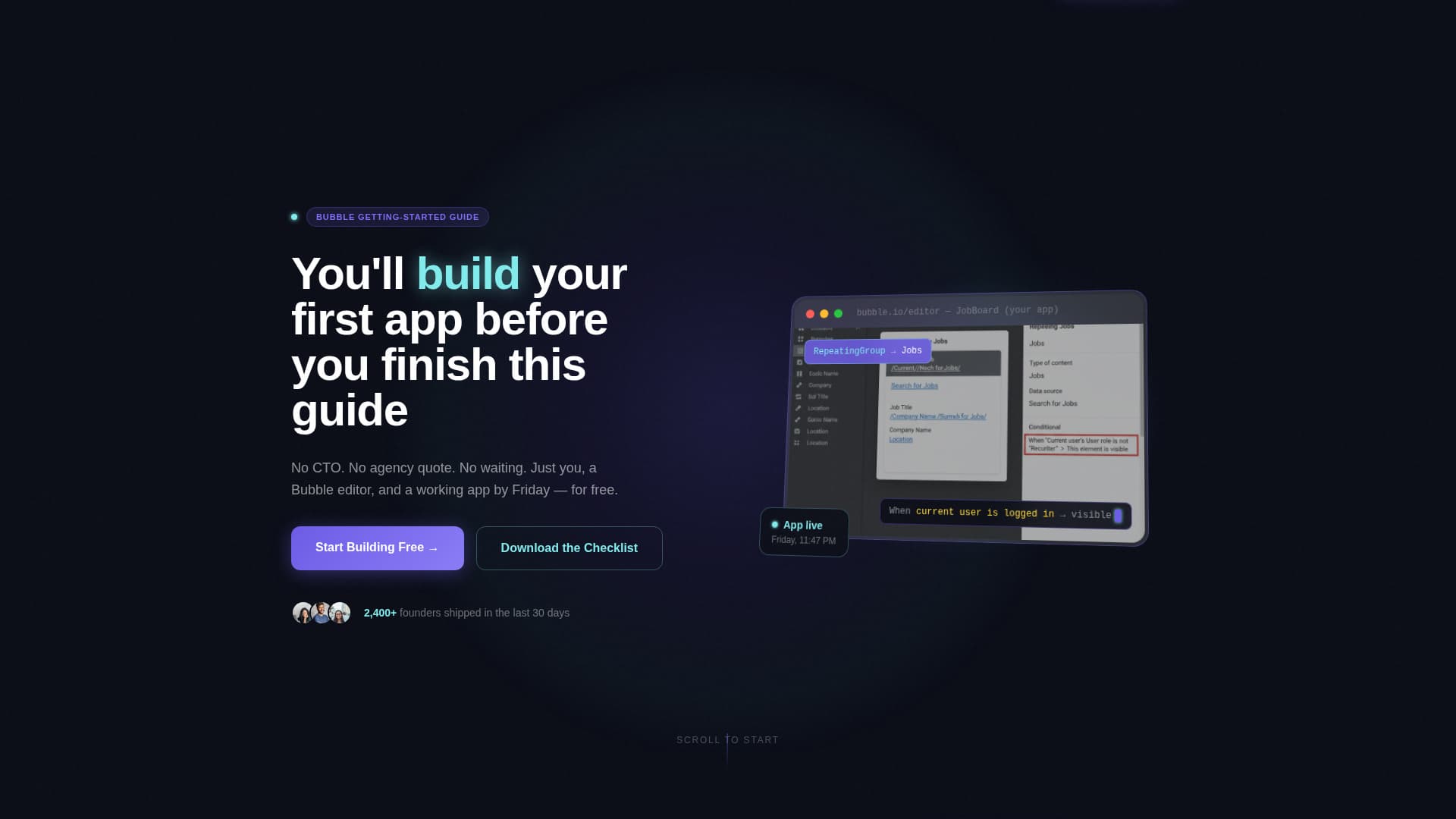 Bubble - Electric Nocode Landing Page Template