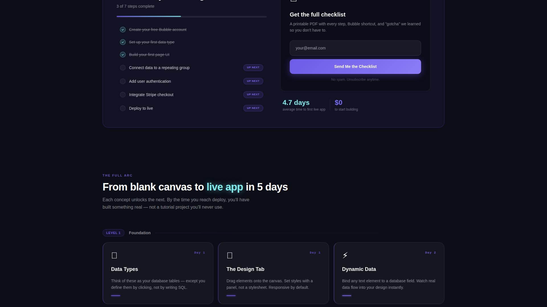 Bubble - Electric Nocode Landing Page Template