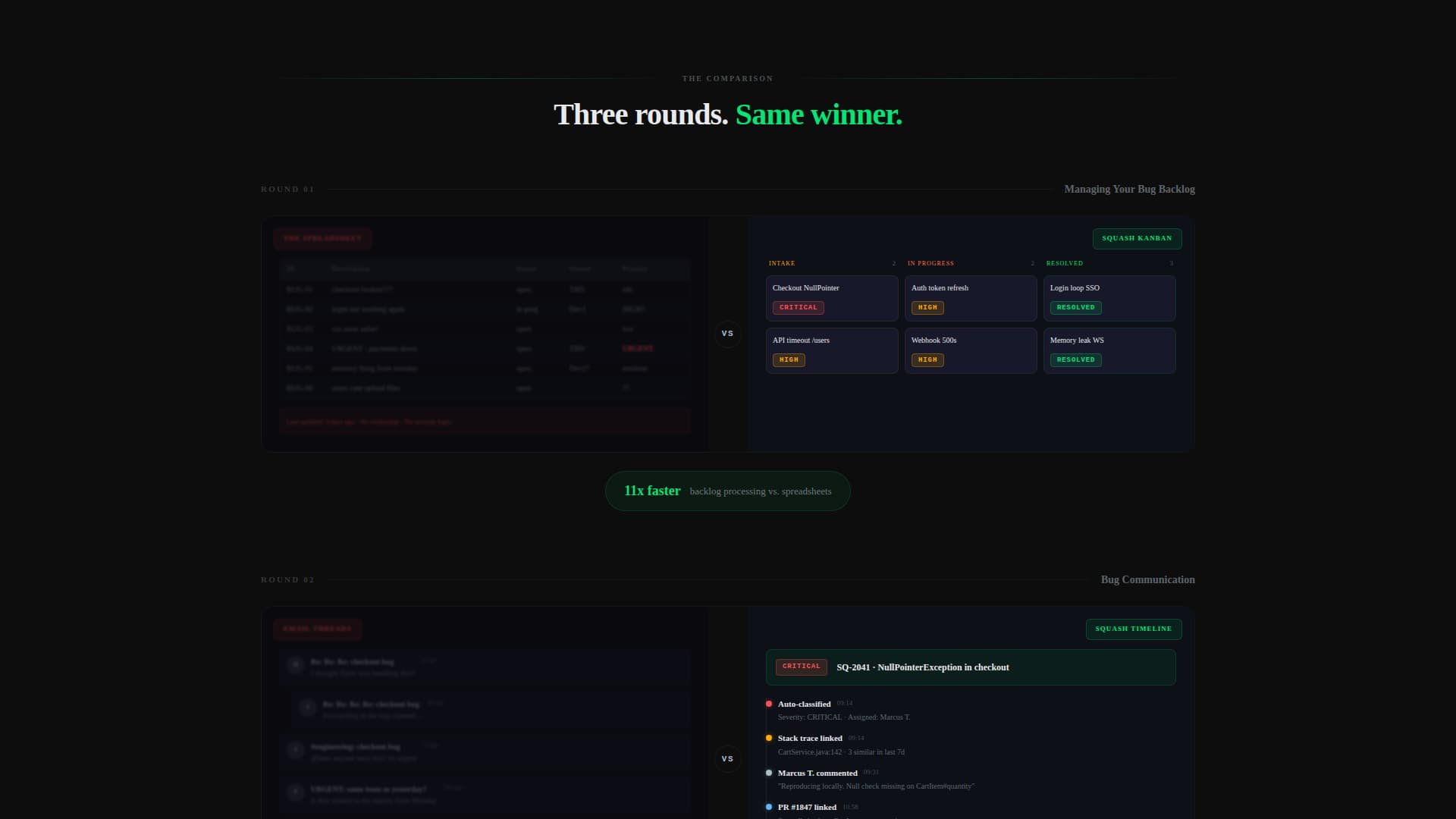 Squash - Powerful Bugtracking Landing Page Template
