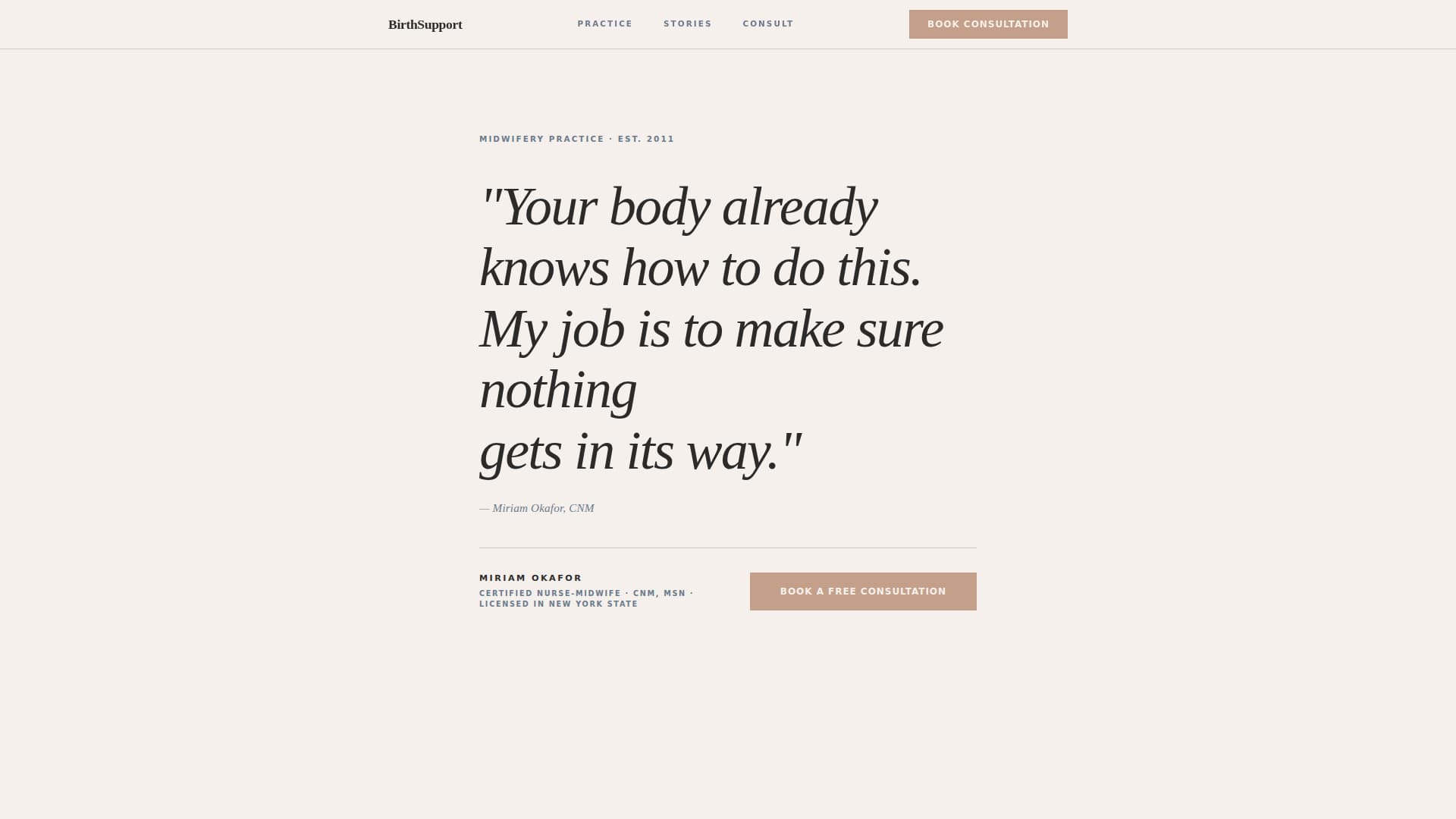 Birthwork - Authoritative Midwife Landing Page Template
