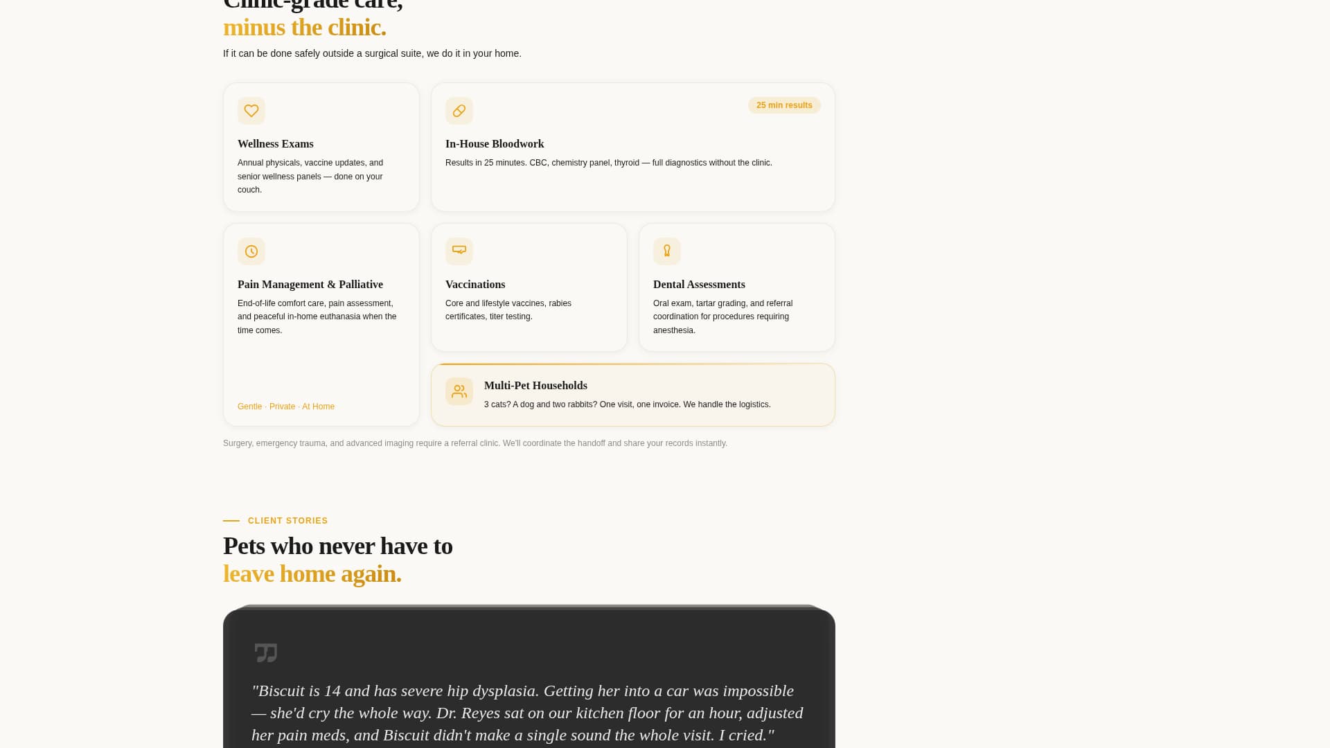 Petcare — Expert House Call Vet Landing Page Template
