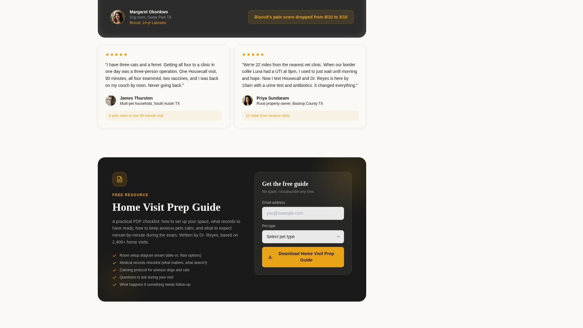 Petcare — Expert House Call Vet Landing Page Template