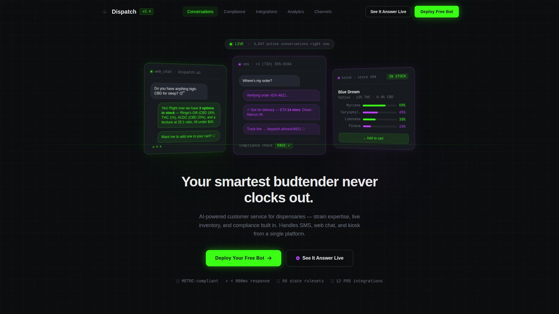 Dispatch - Intelligent Dispensary Landing Page Template