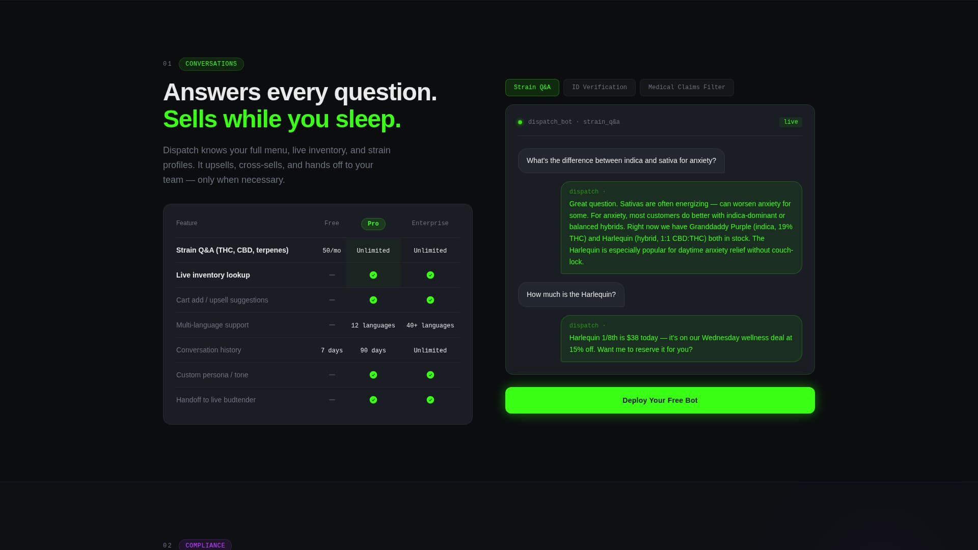 Dispatch - Intelligent Dispensary Landing Page Template