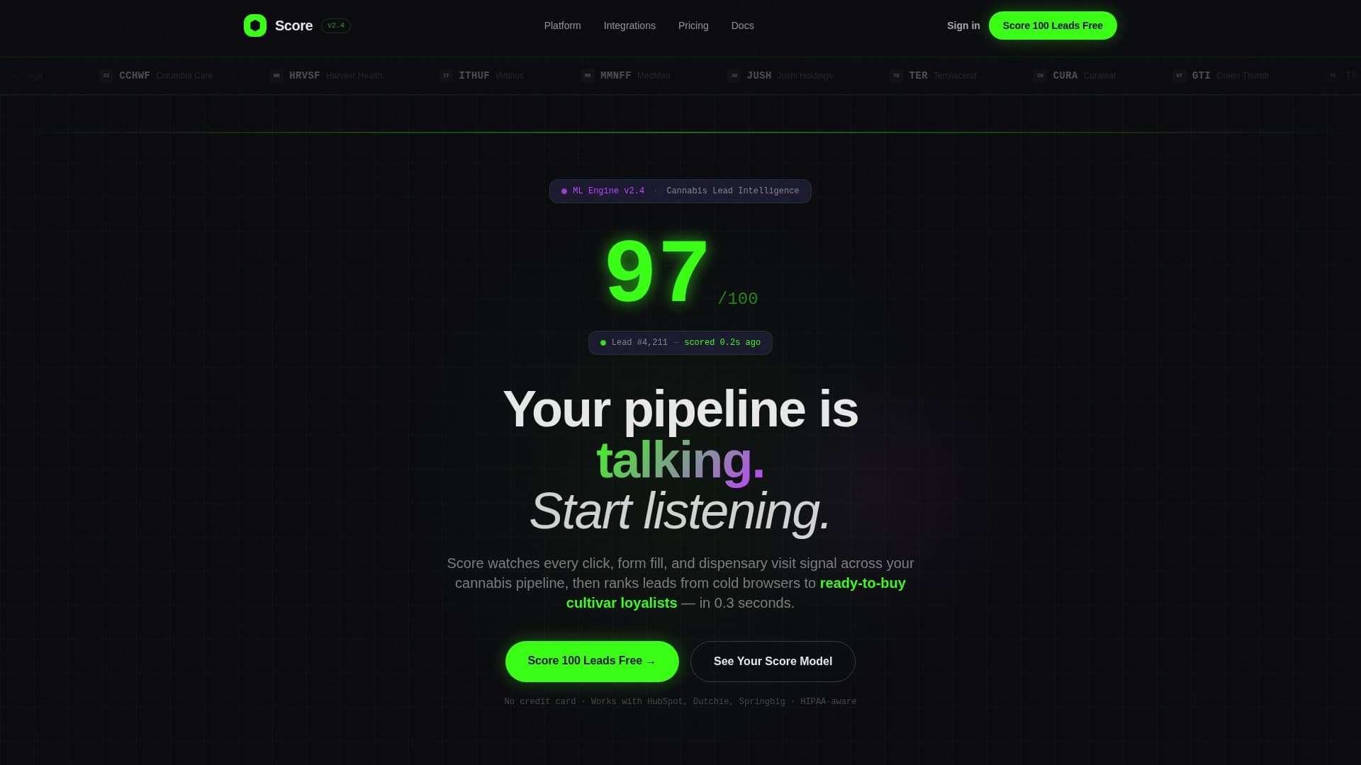 Score - Powerful Cannabisai Landing Page Template