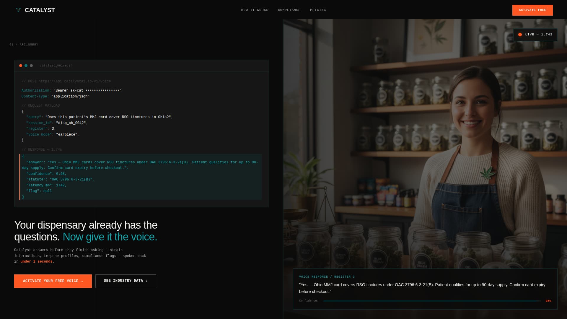 Catalyst - Instant Cannabistech Landing Page Template