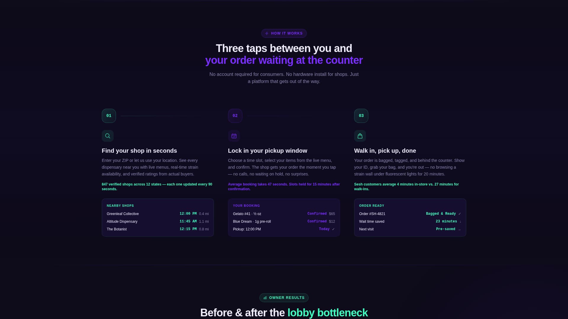 Sesh - Electric Cannabis Landing Page Template