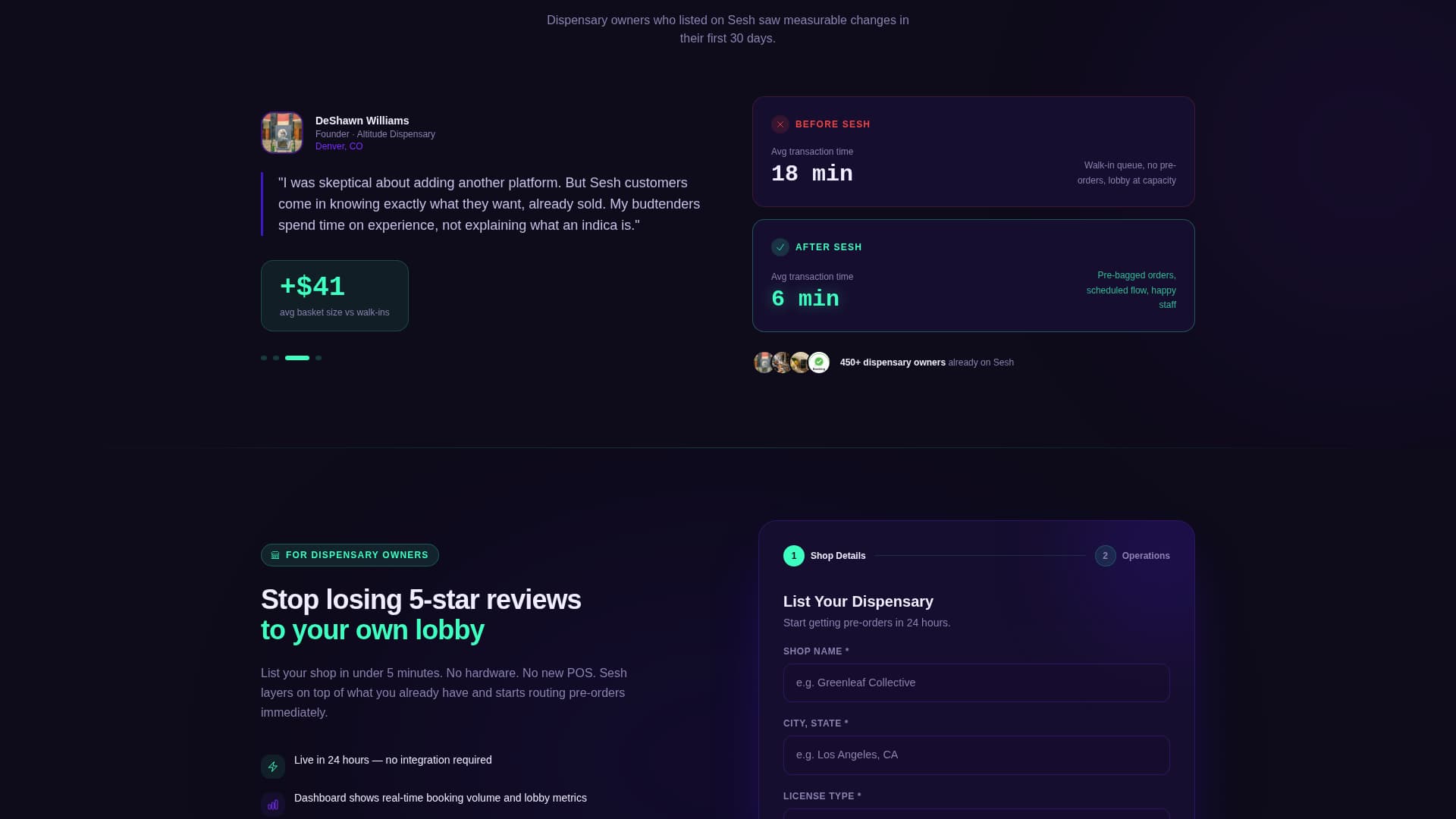 Sesh - Electric Cannabis Landing Page Template