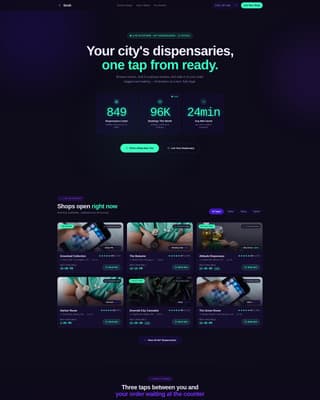Sesh - Electric Cannabis Landing Page Template