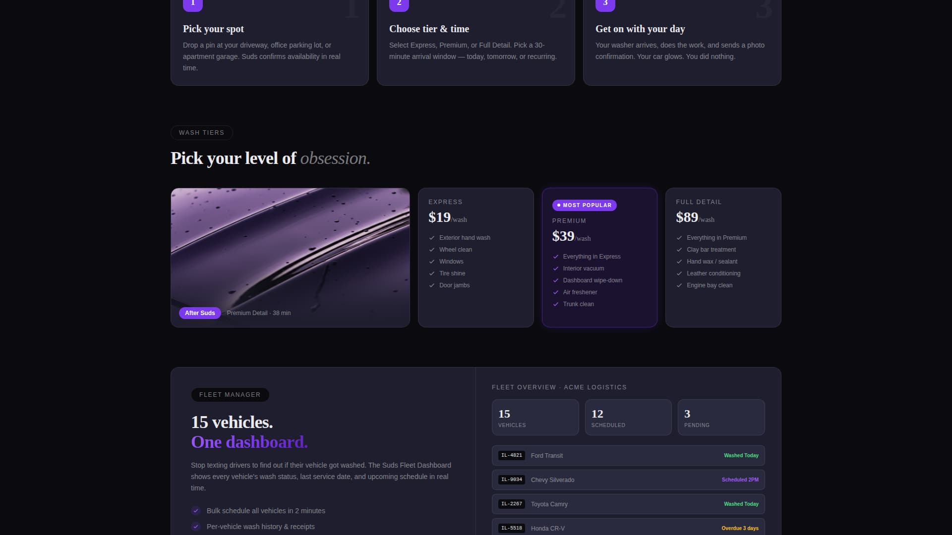 Suds - Seamless Carwash Landing Page Template