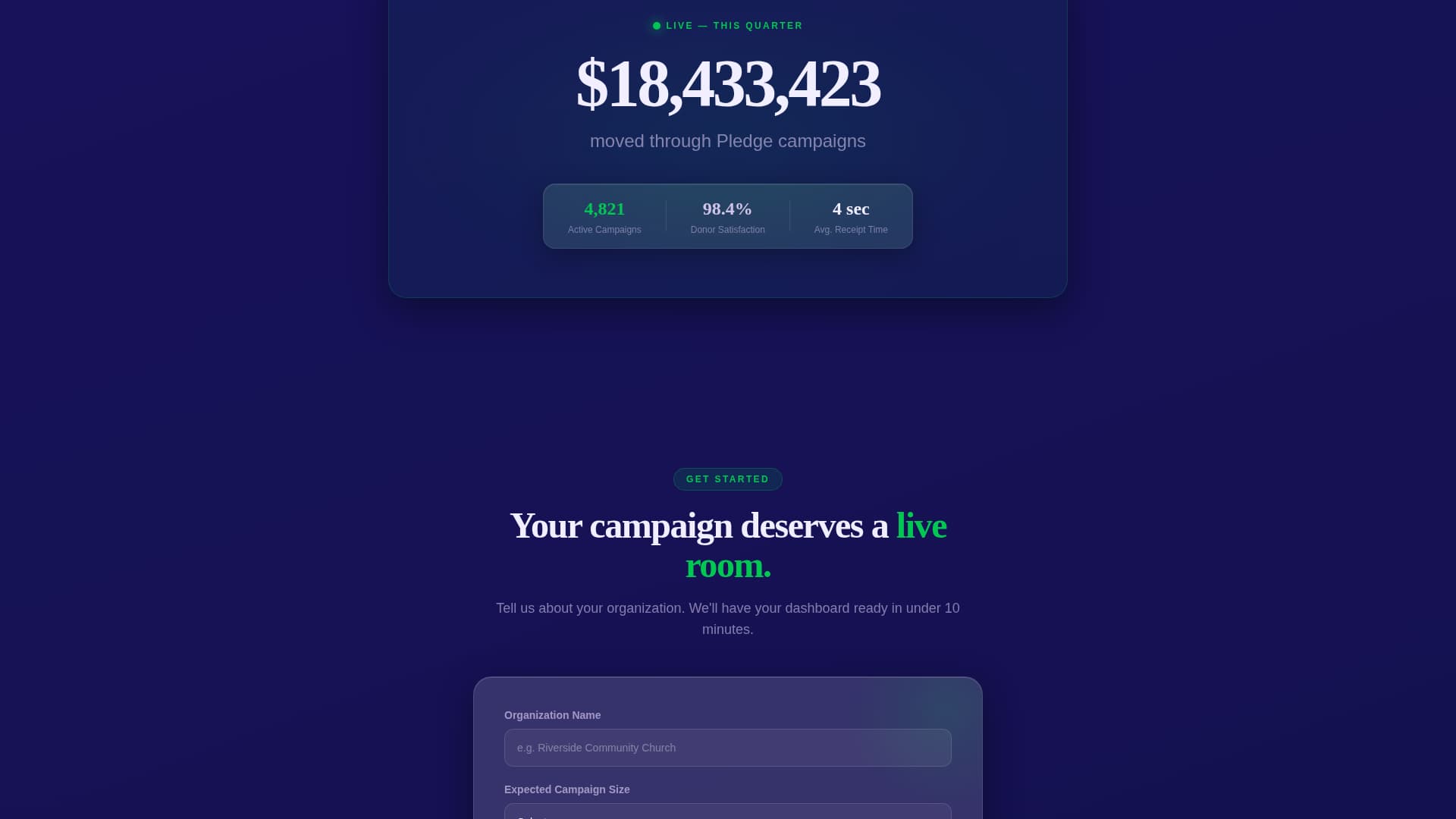 Pledge - Dynamic Donation Landing Page Template