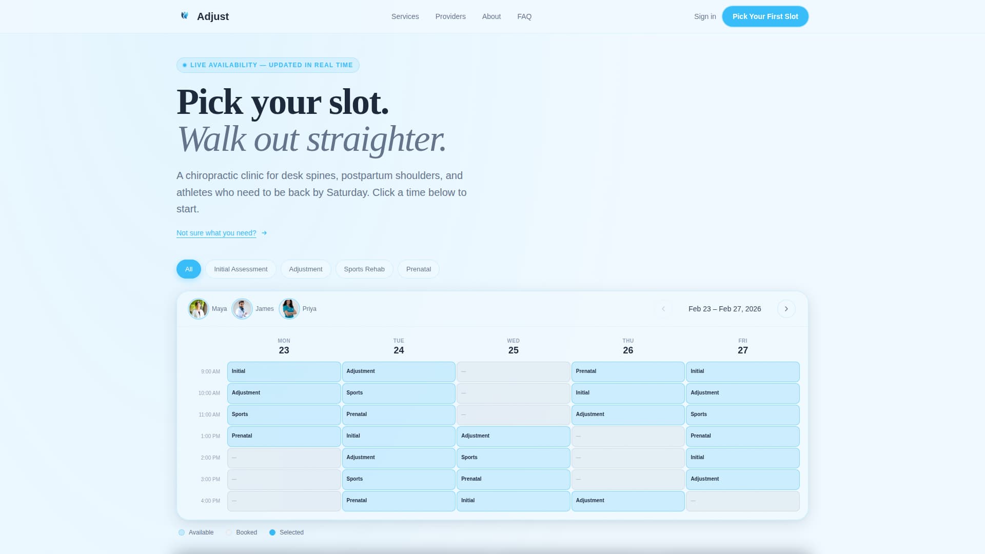 Adjust - Modern Chiropractic Landing Page Template