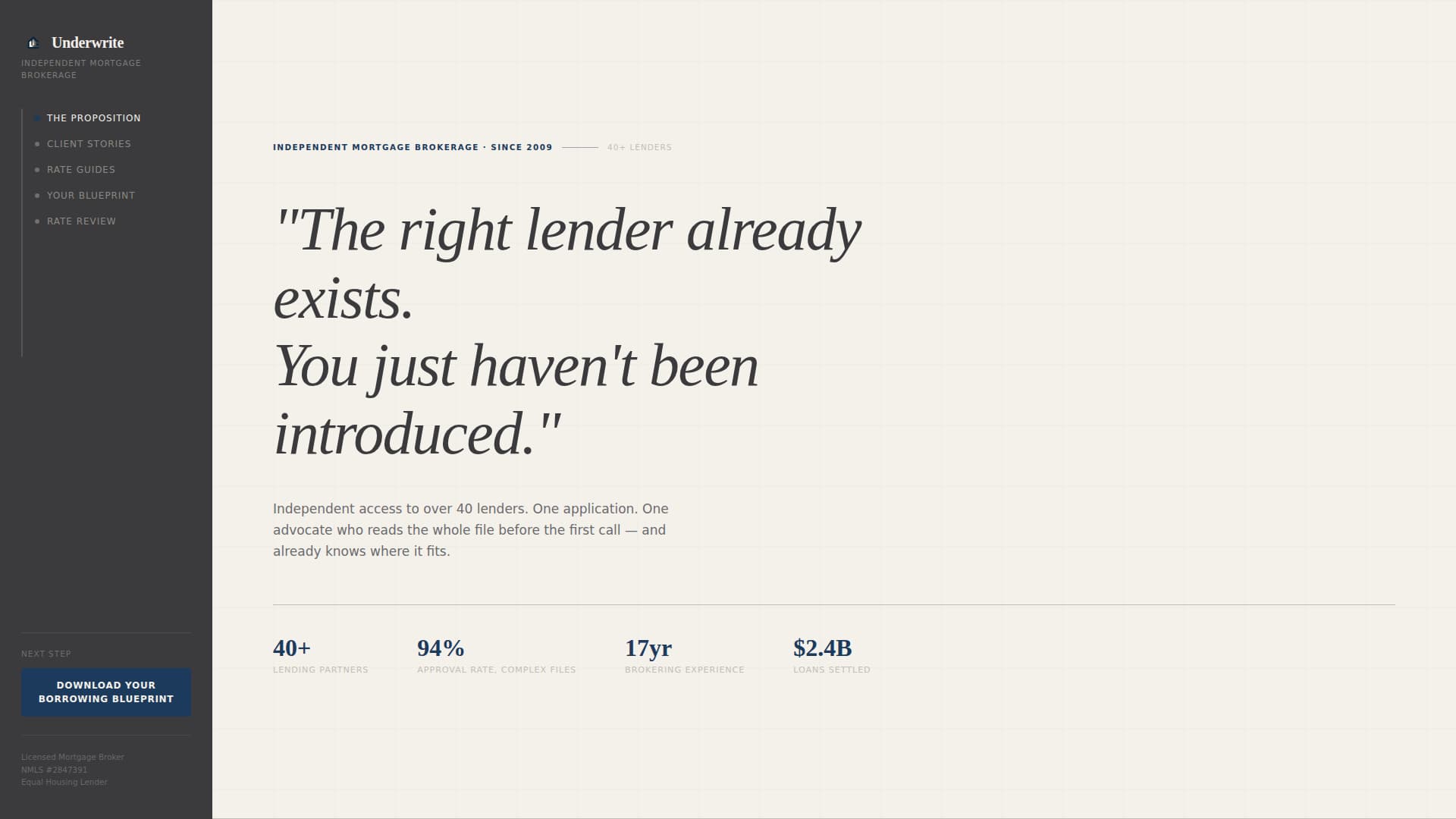 Underwrite - Authoritative Mortgagebroker Landing Page Template