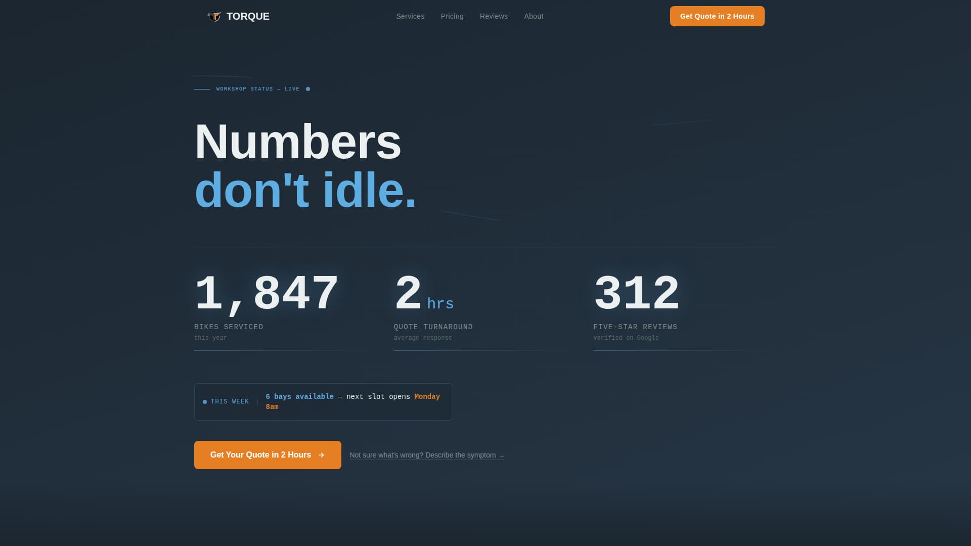 Torque - Authoritative Mechanic Landing Page Template