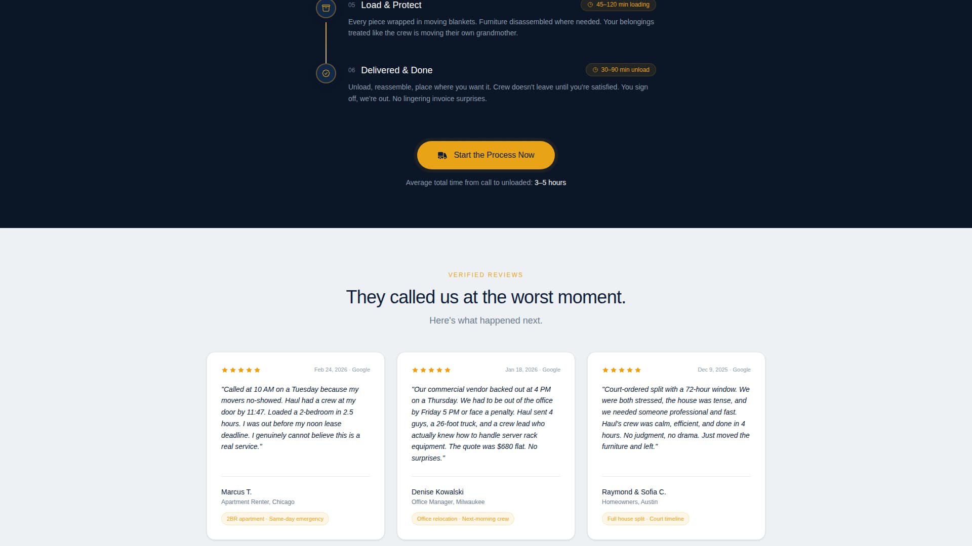 Haul - Emergency Moving Landing Page Template