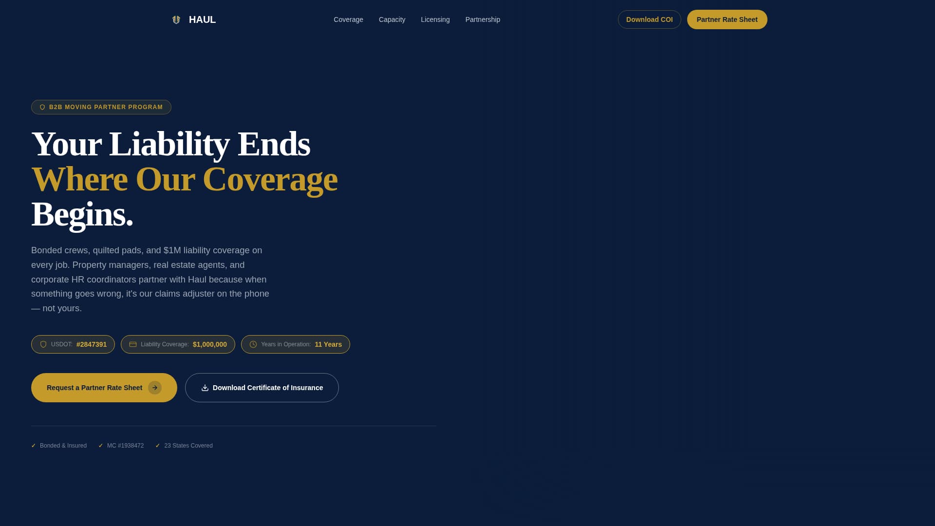 Haul - Authoritative Moving Landing Page Template