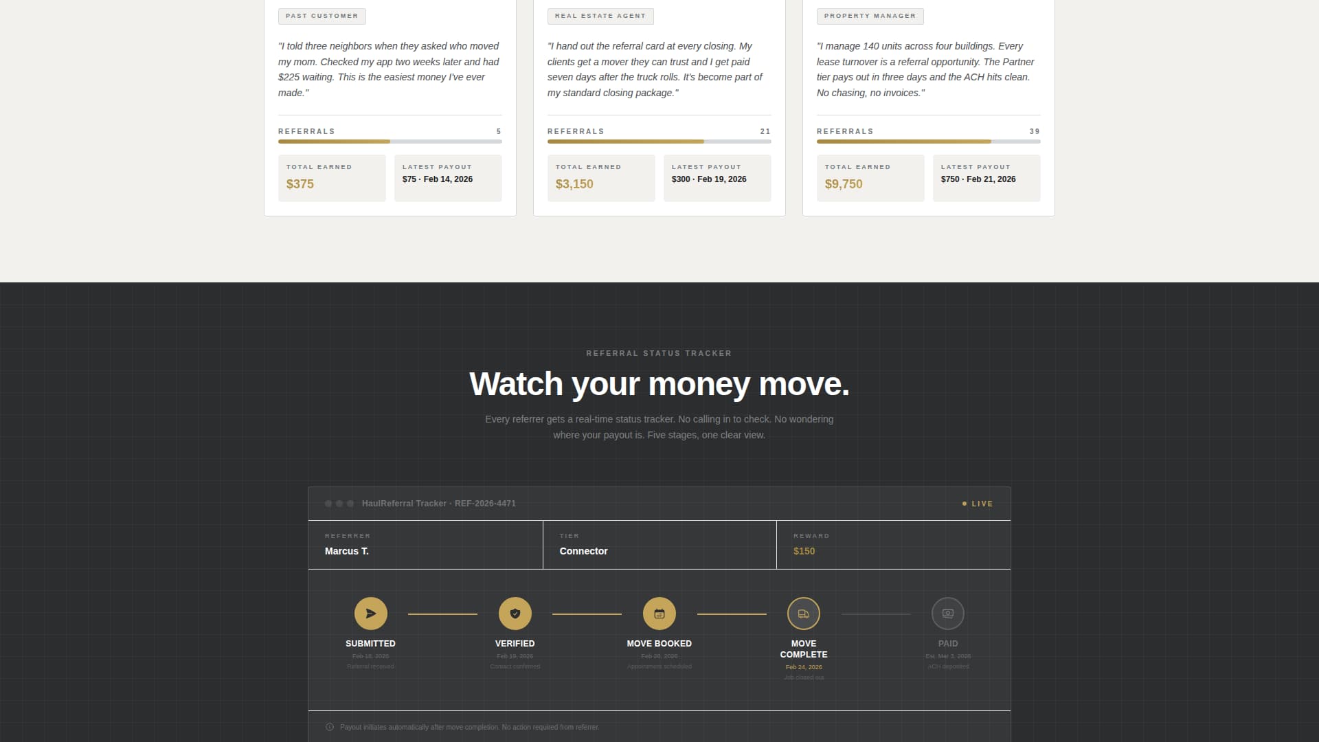 Haul - Proven Referral Landing Page Template