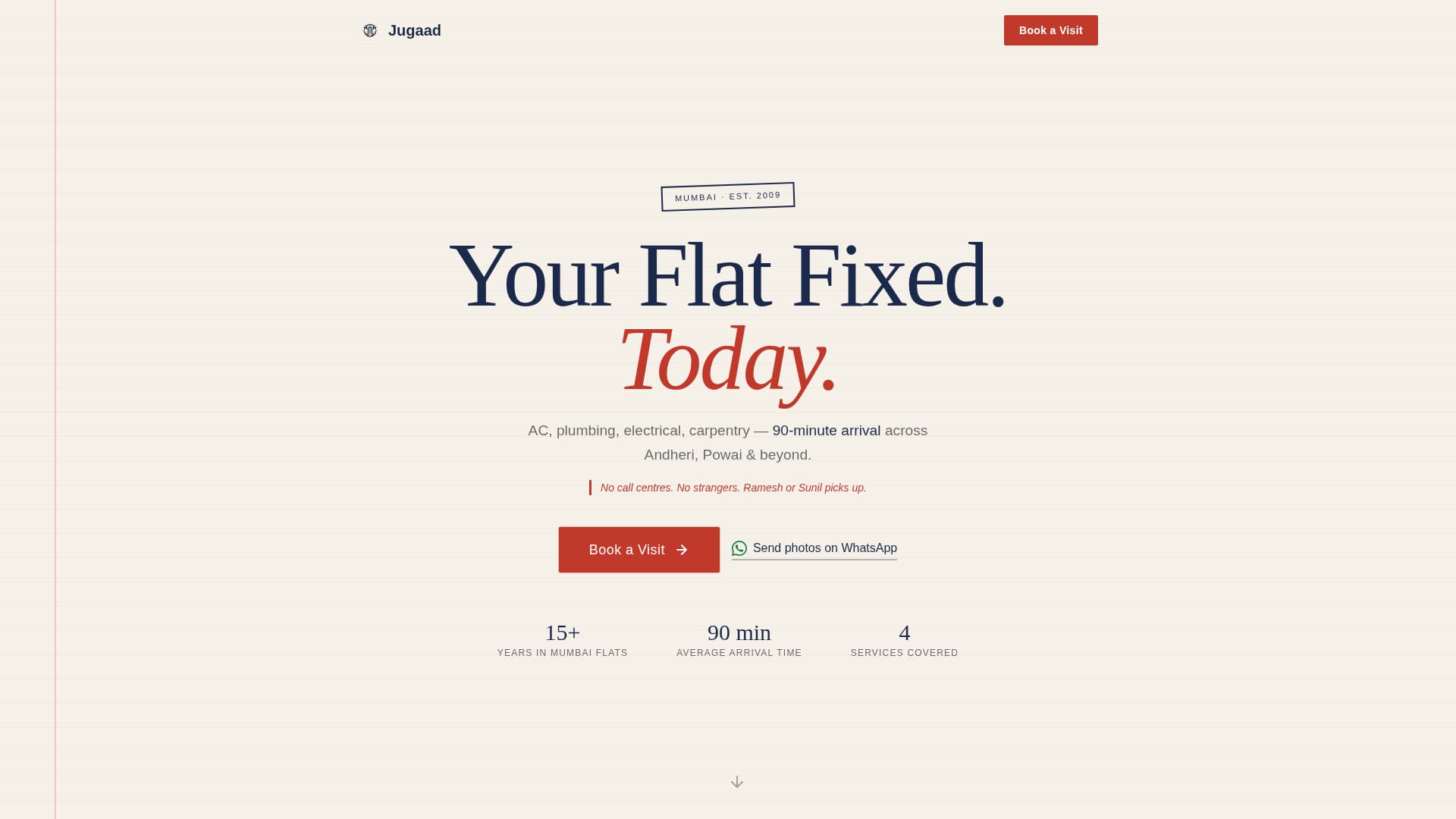 Jugaad - Trusted Handyman Landing Page Template