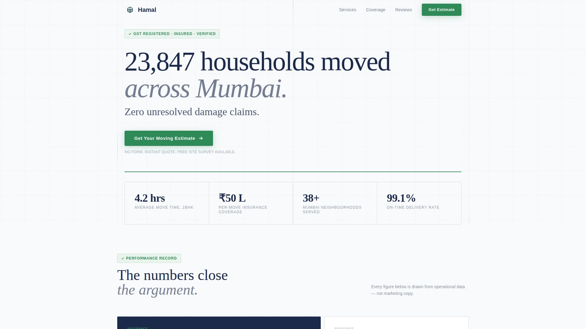 Hamal - Trusted Moving Landing Page Template