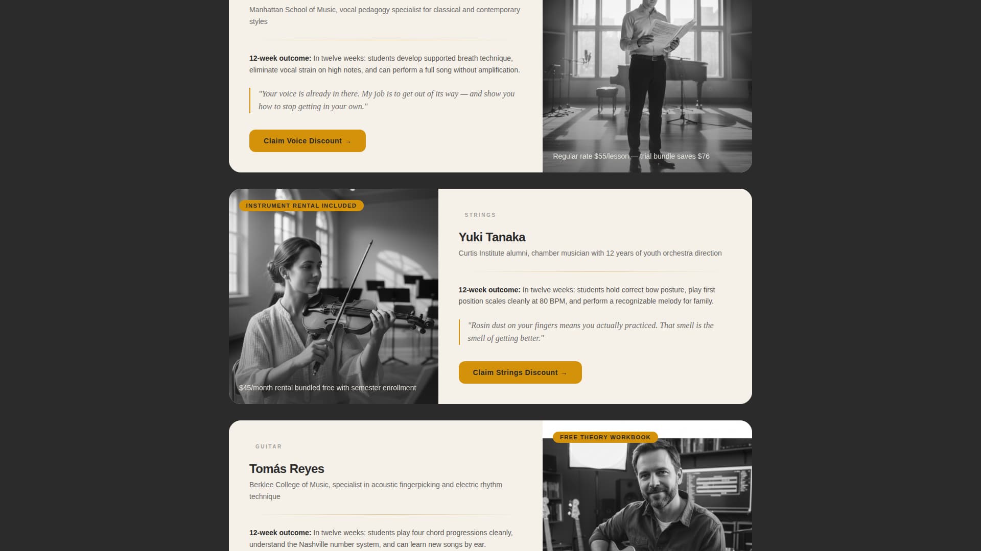 Cadence - Precision Musicschool Landing Page Template
