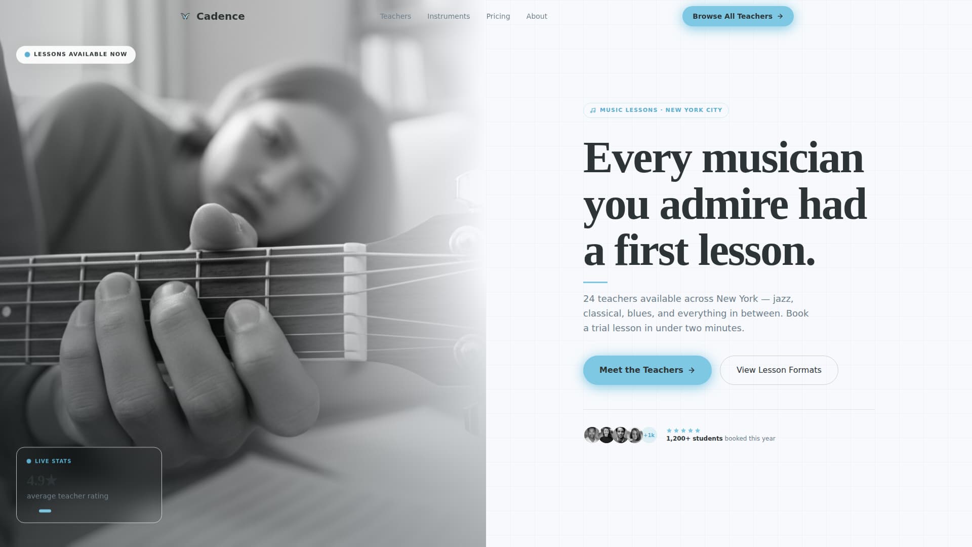 Cadence - Editorial Musicteacher Landing Page Template