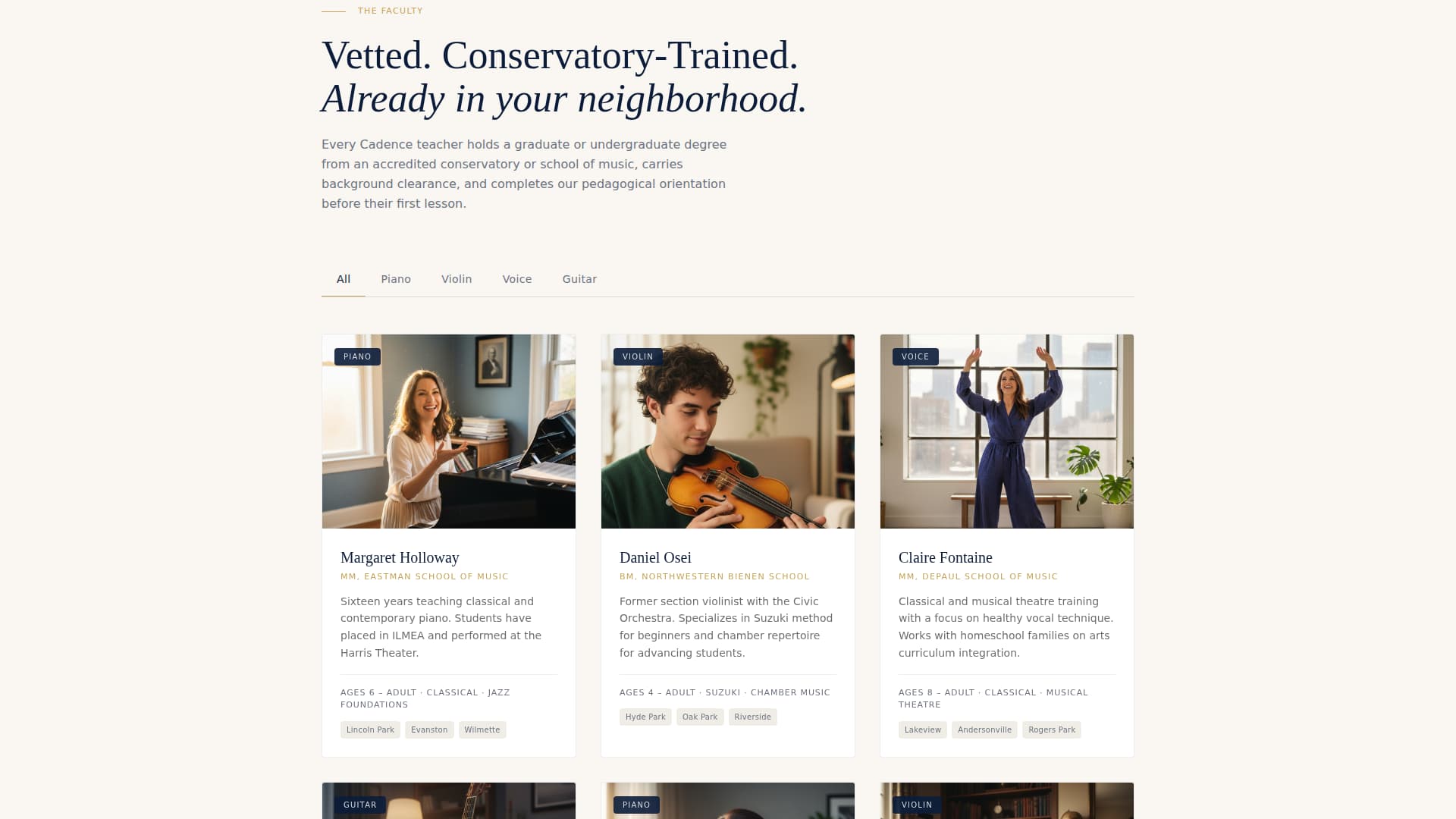 Harmony — Expert Music Instruction Landing Page Template