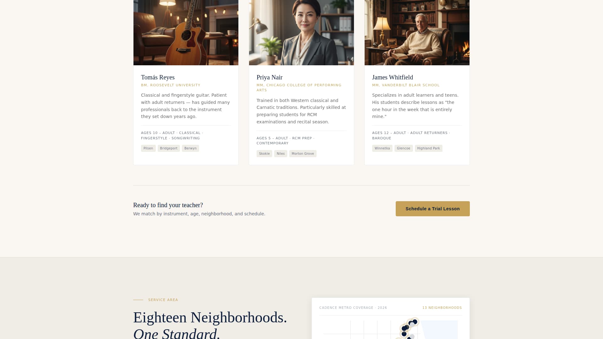 Harmony — Expert Music Instruction Landing Page Template