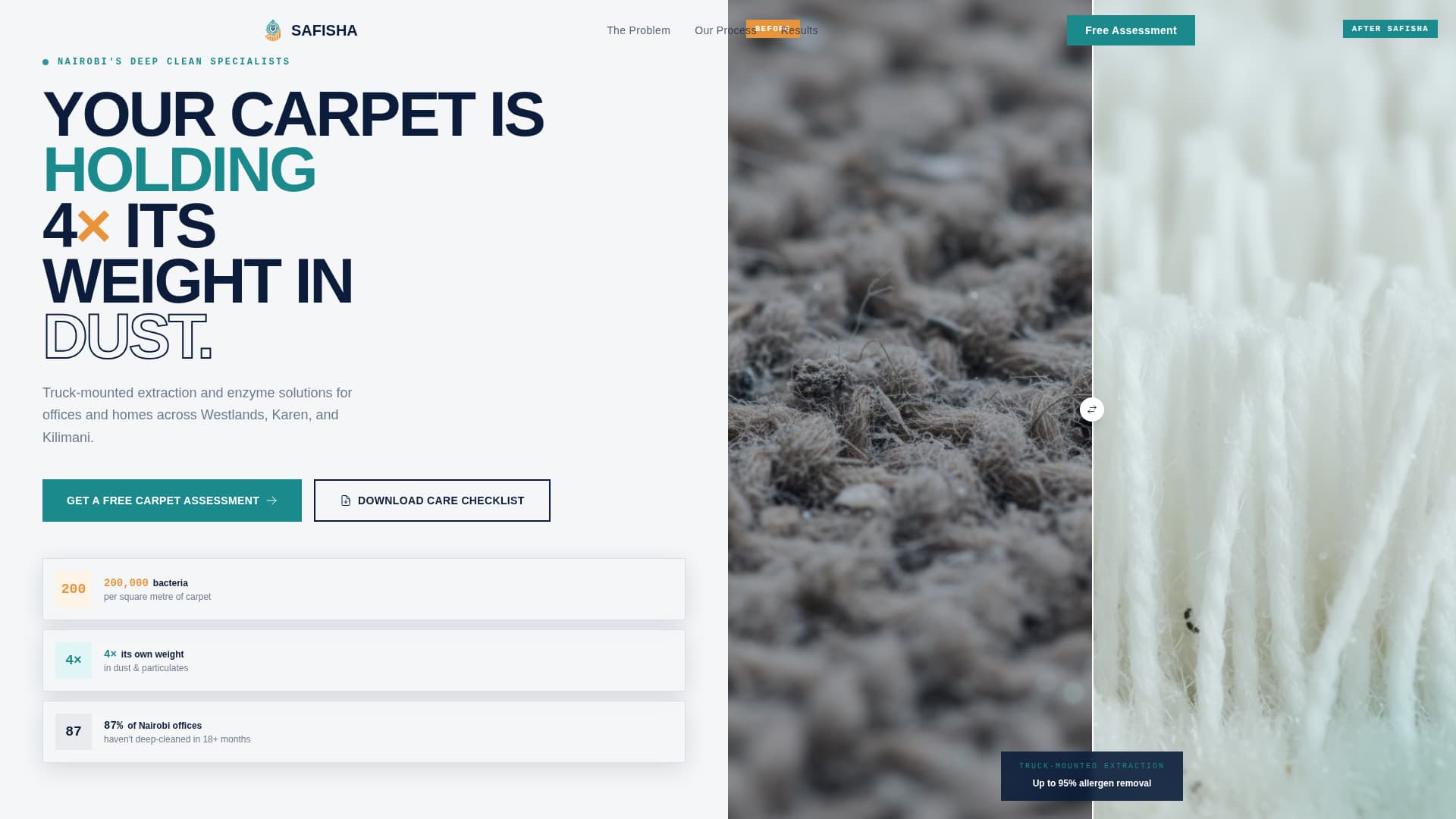 Safisha - Authoritative Carpetcleaning Landing Page Template