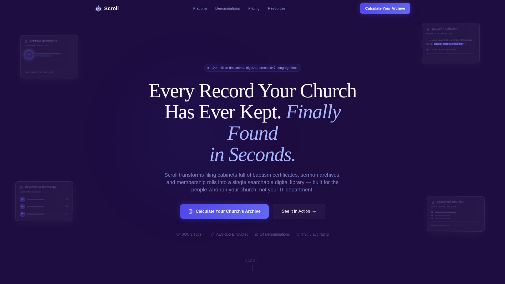 Church & Religious Software Specialist Cost Calculator Website Template