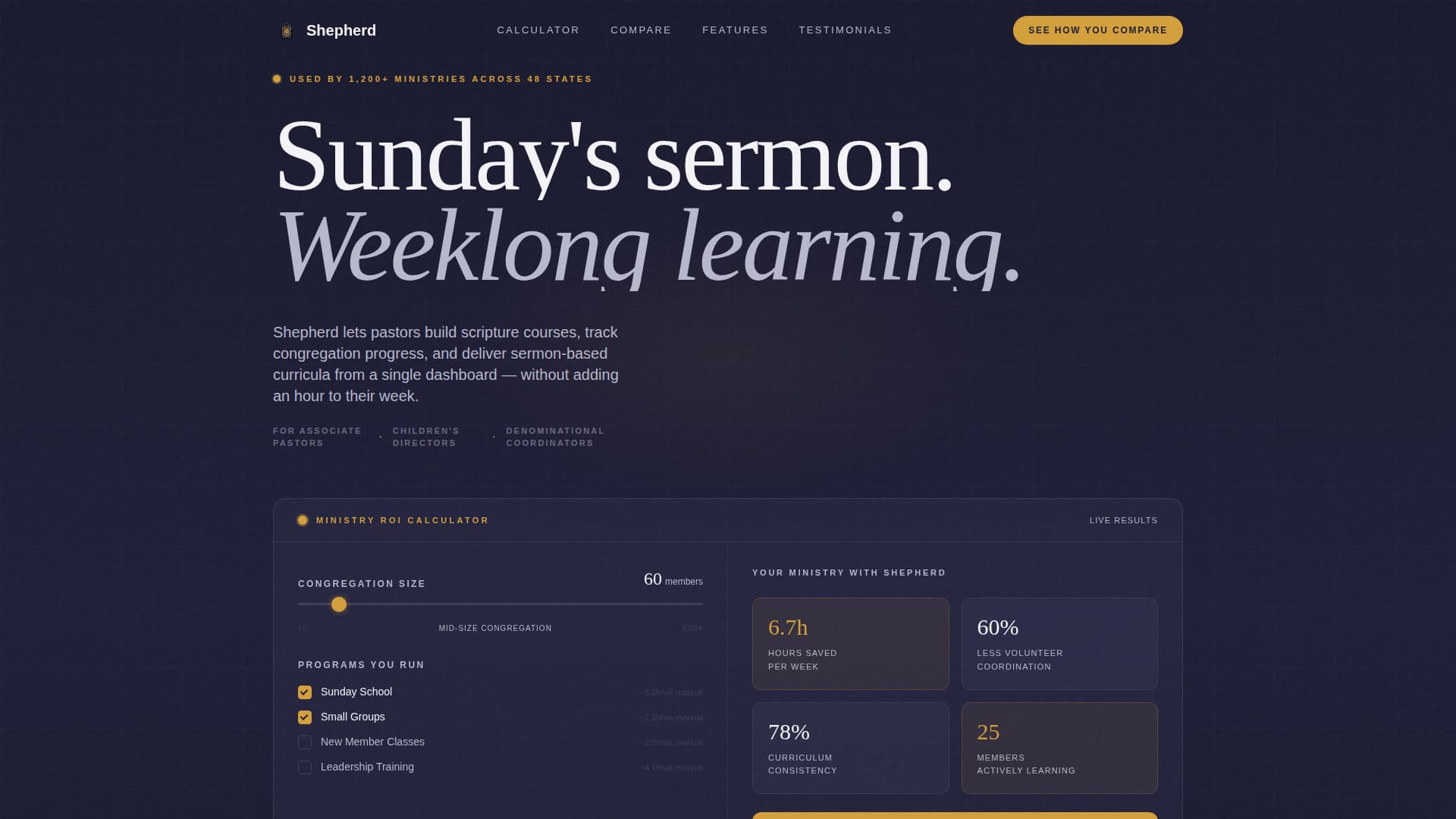 Church & Religious Software Complete Cost Calculator Website Template