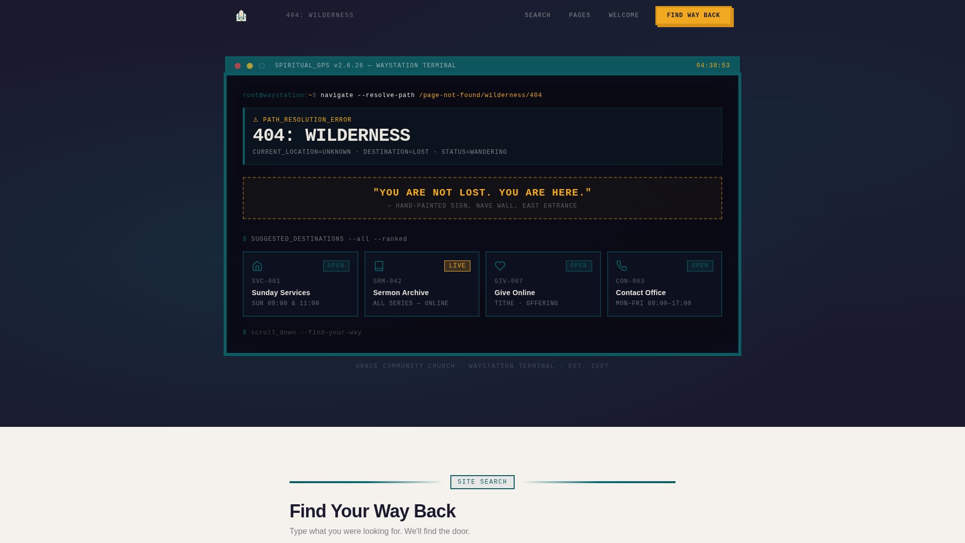Church & Religious Org 404 Recovery Website Template