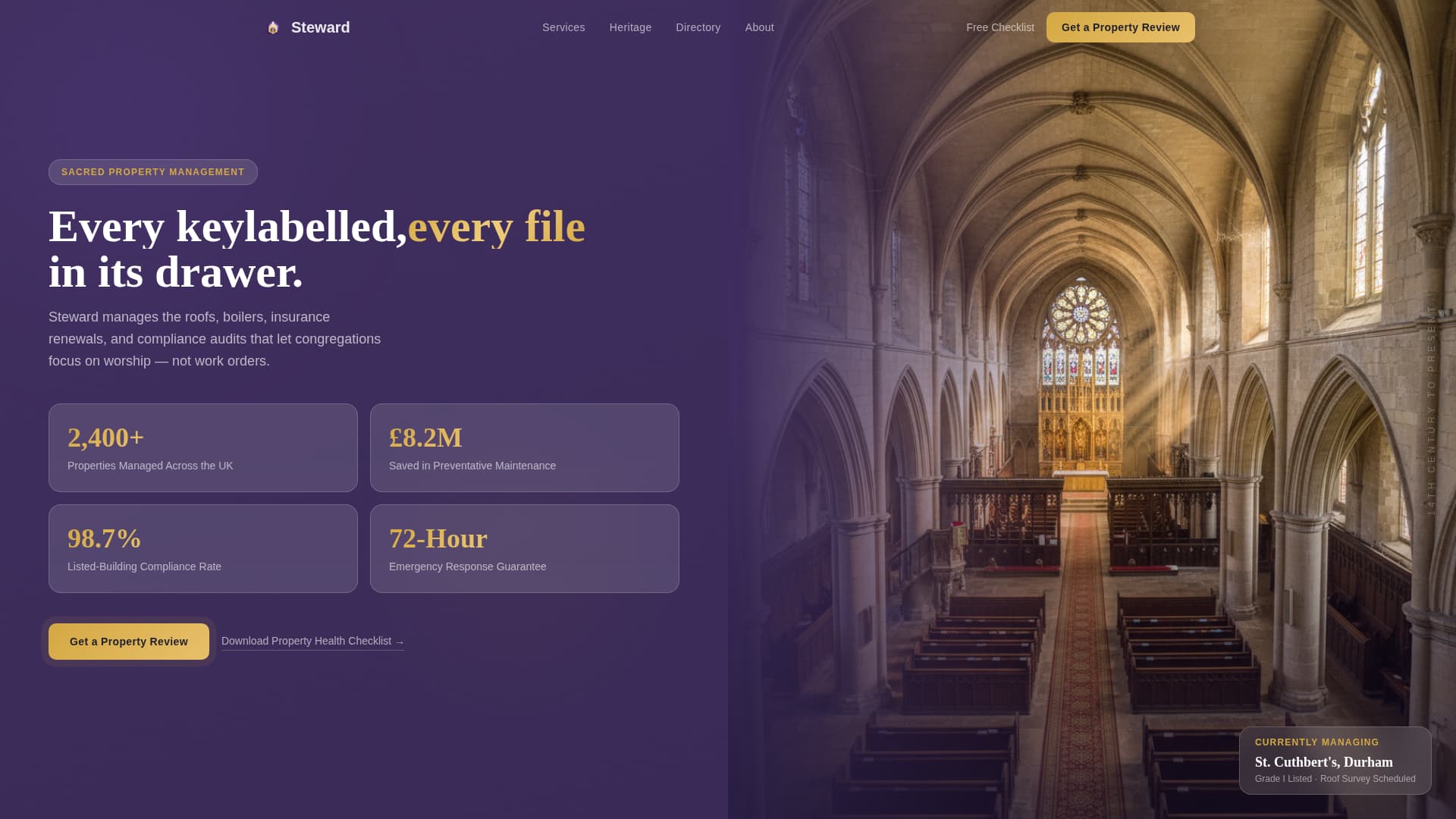Steward - Sacred Property Management Landing Page Template