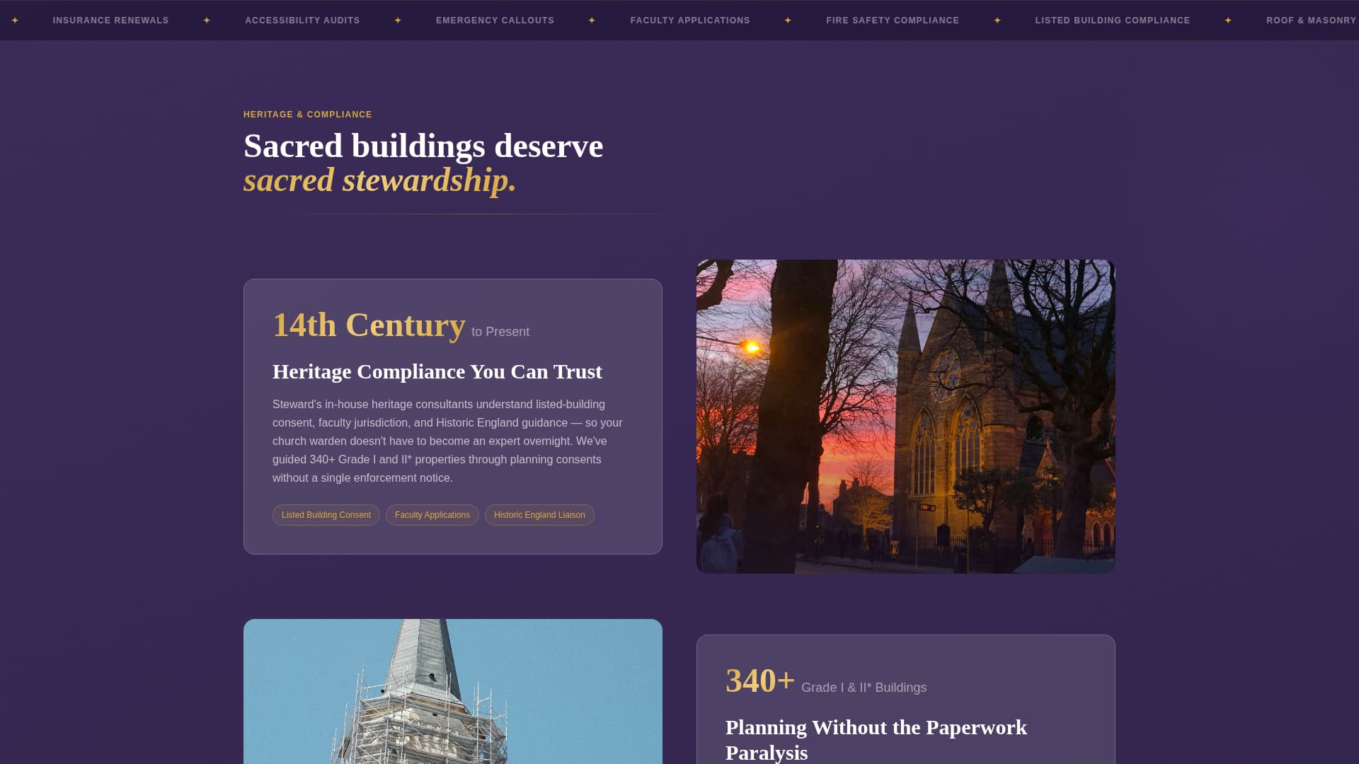 Steward - Sacred Property Management Landing Page Template