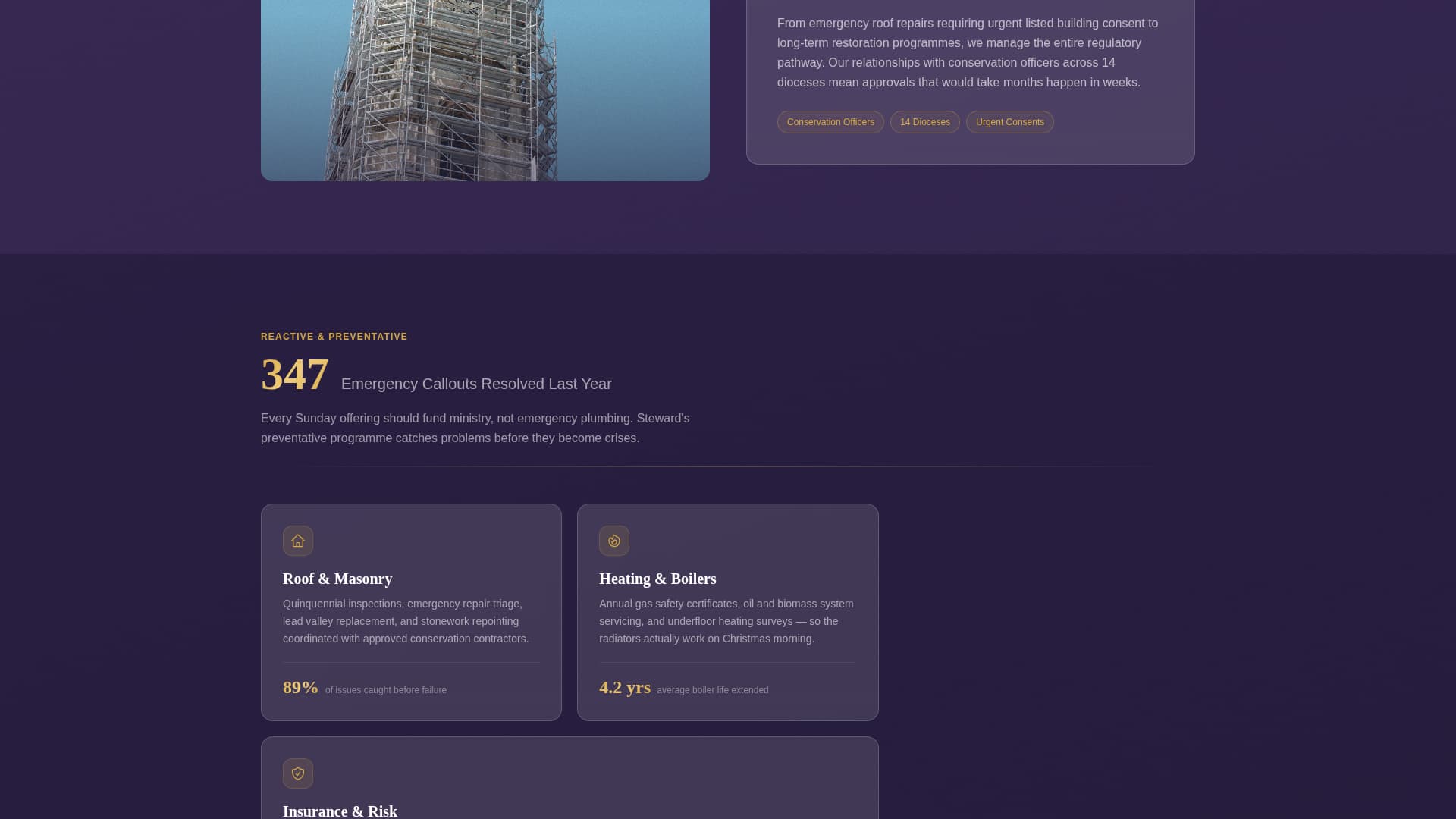Steward - Sacred Property Management Landing Page Template