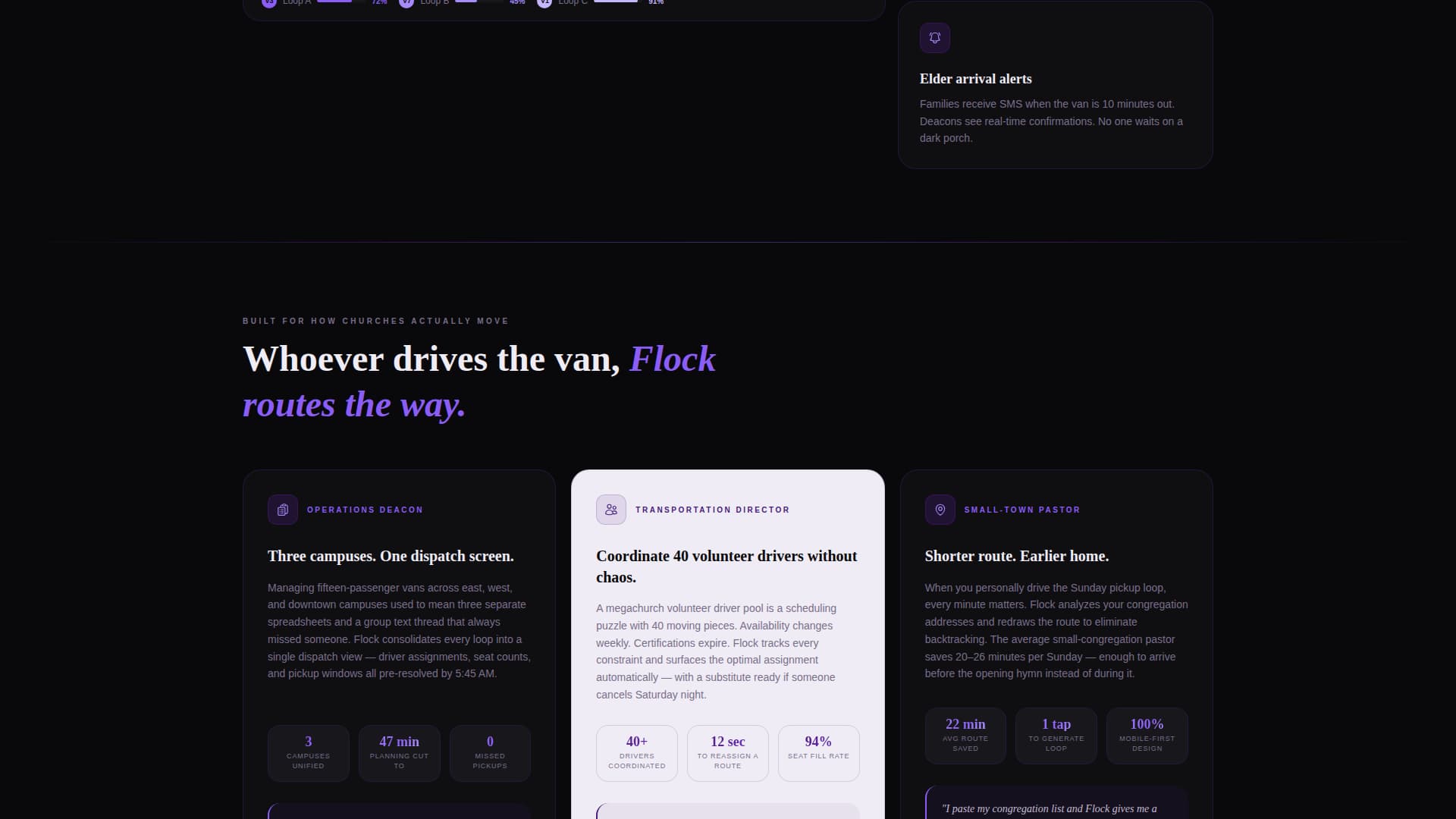 Flock - Powerful Church Transportation Landing Page Template