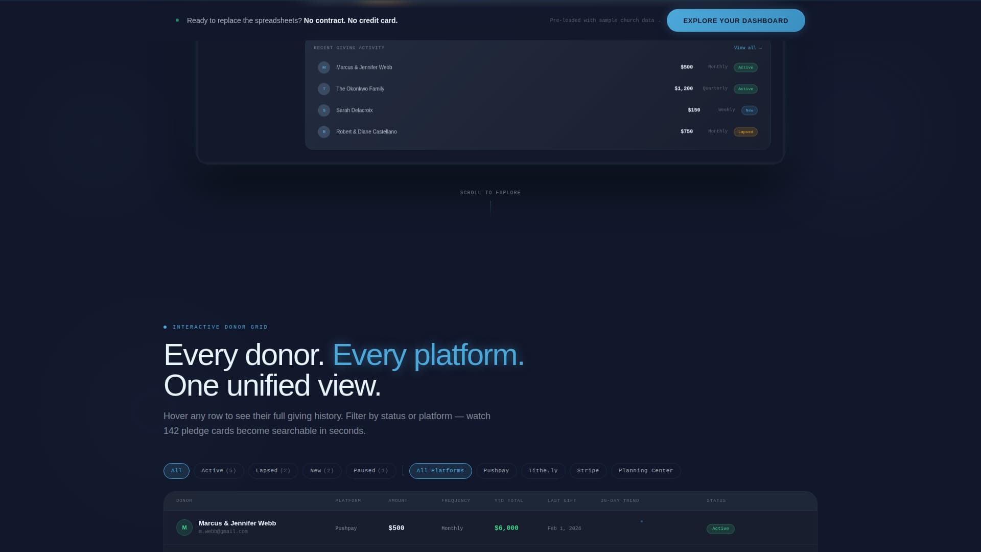 Beacon — Contemporary Worship Landing Page Template