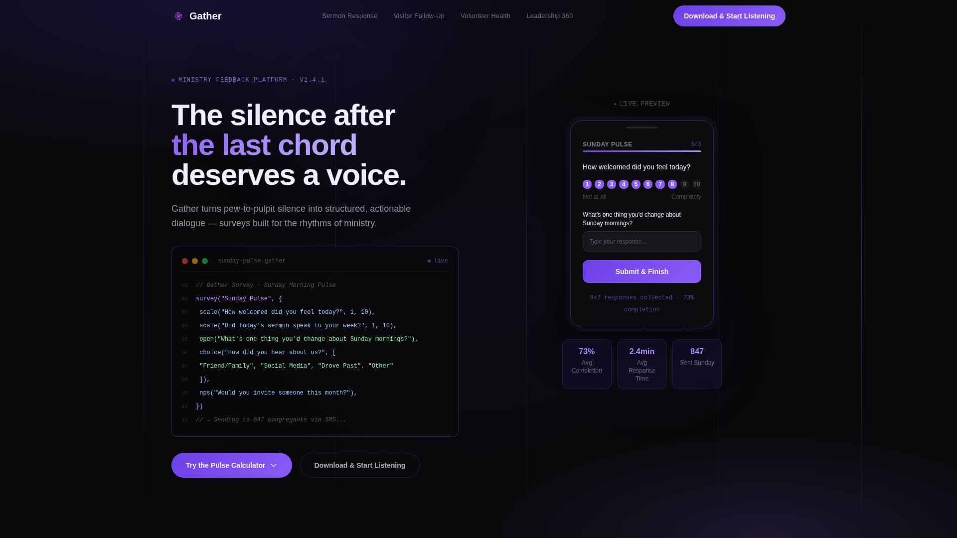 Gather - Powerful Church Feedback Landing Page Template