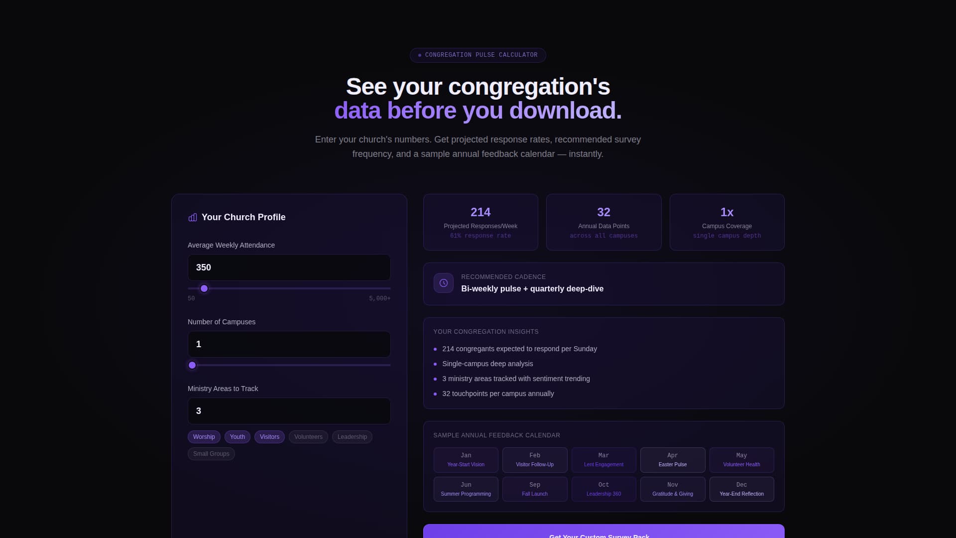 Gather - Powerful Church Feedback Landing Page Template