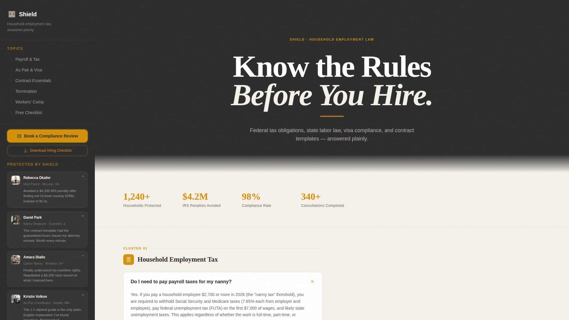 Shield - Authoritative Nannylaw Landing Page Template