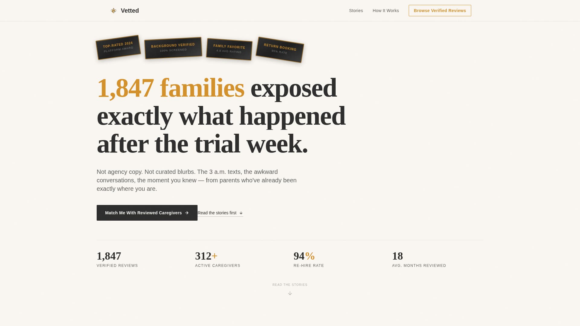 Vetted - Trusted Caregiver Landing Page Template